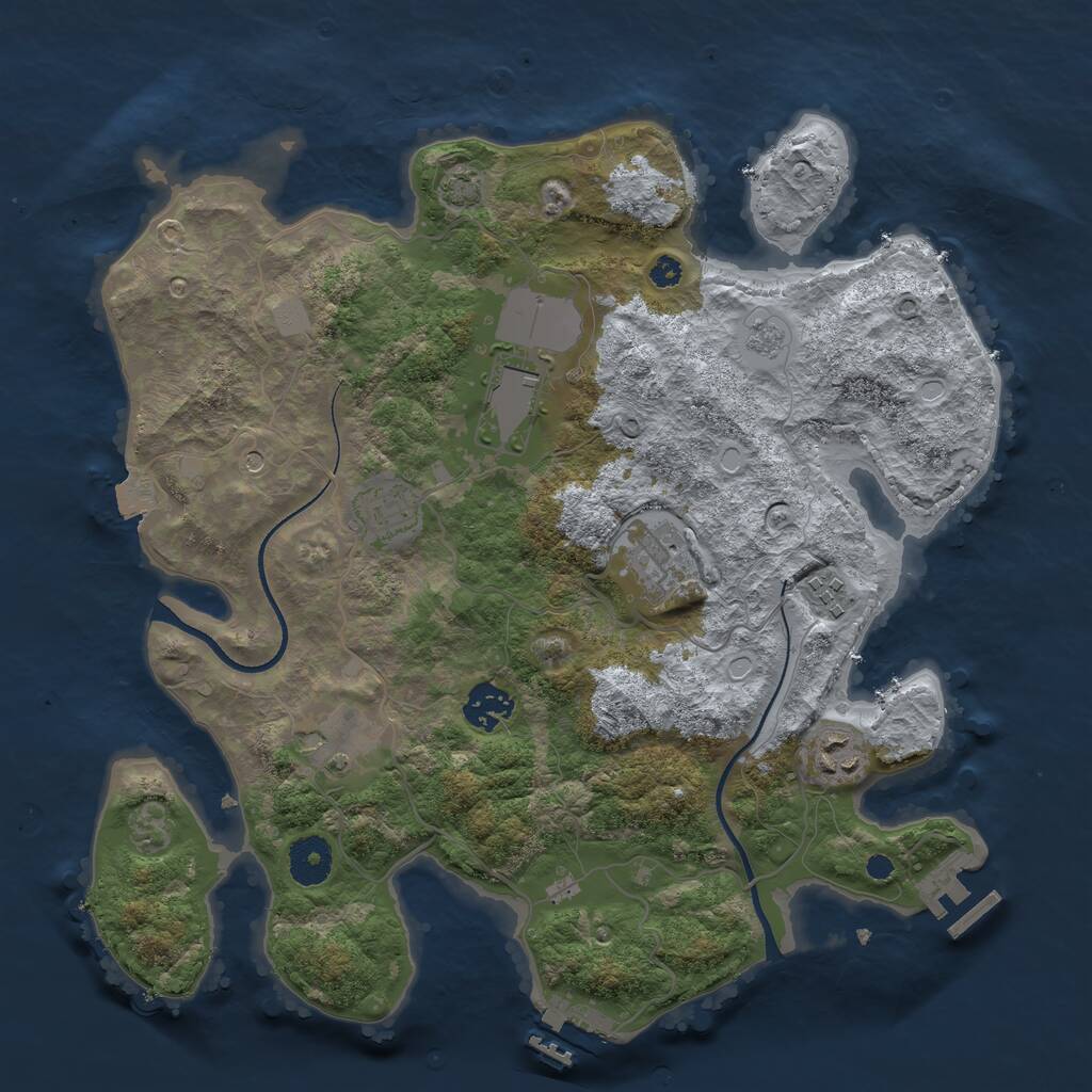 Rust Map: Procedural Map, Size: 3500, Seed: 1311197315, 13 Monuments