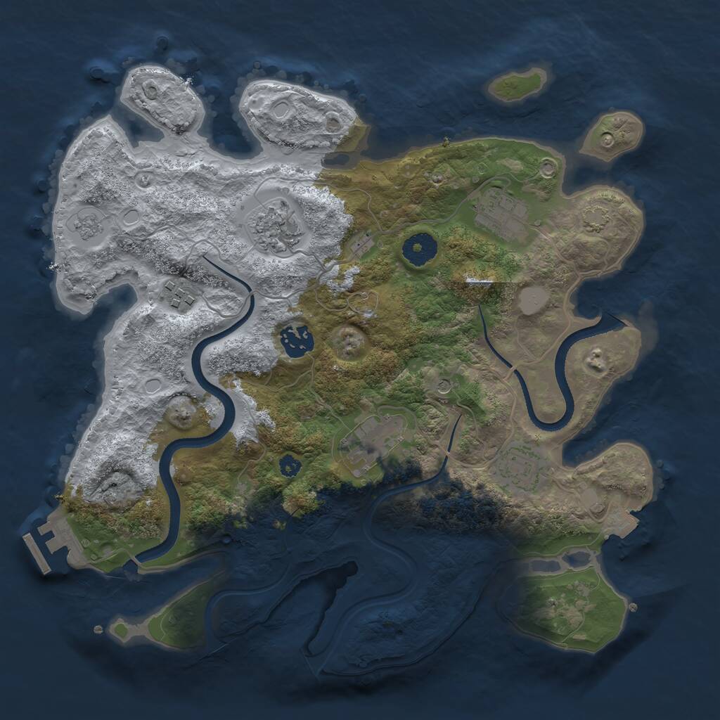 Rust Map: Procedural Map, Size: 3300, Seed: 2029559645, 11 Monuments