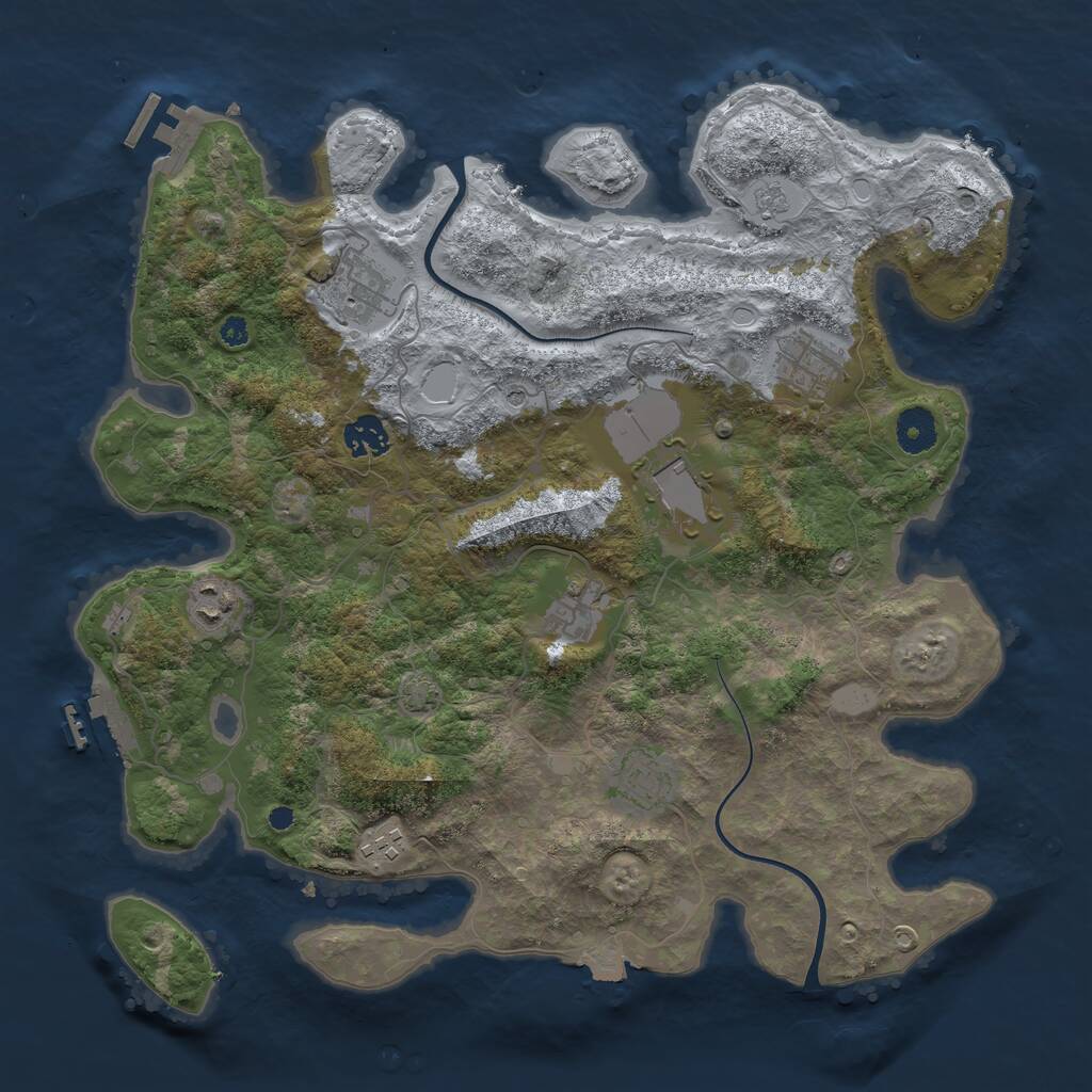 Rust Map: Procedural Map, Size: 3750, Seed: 528458493, 14 Monuments