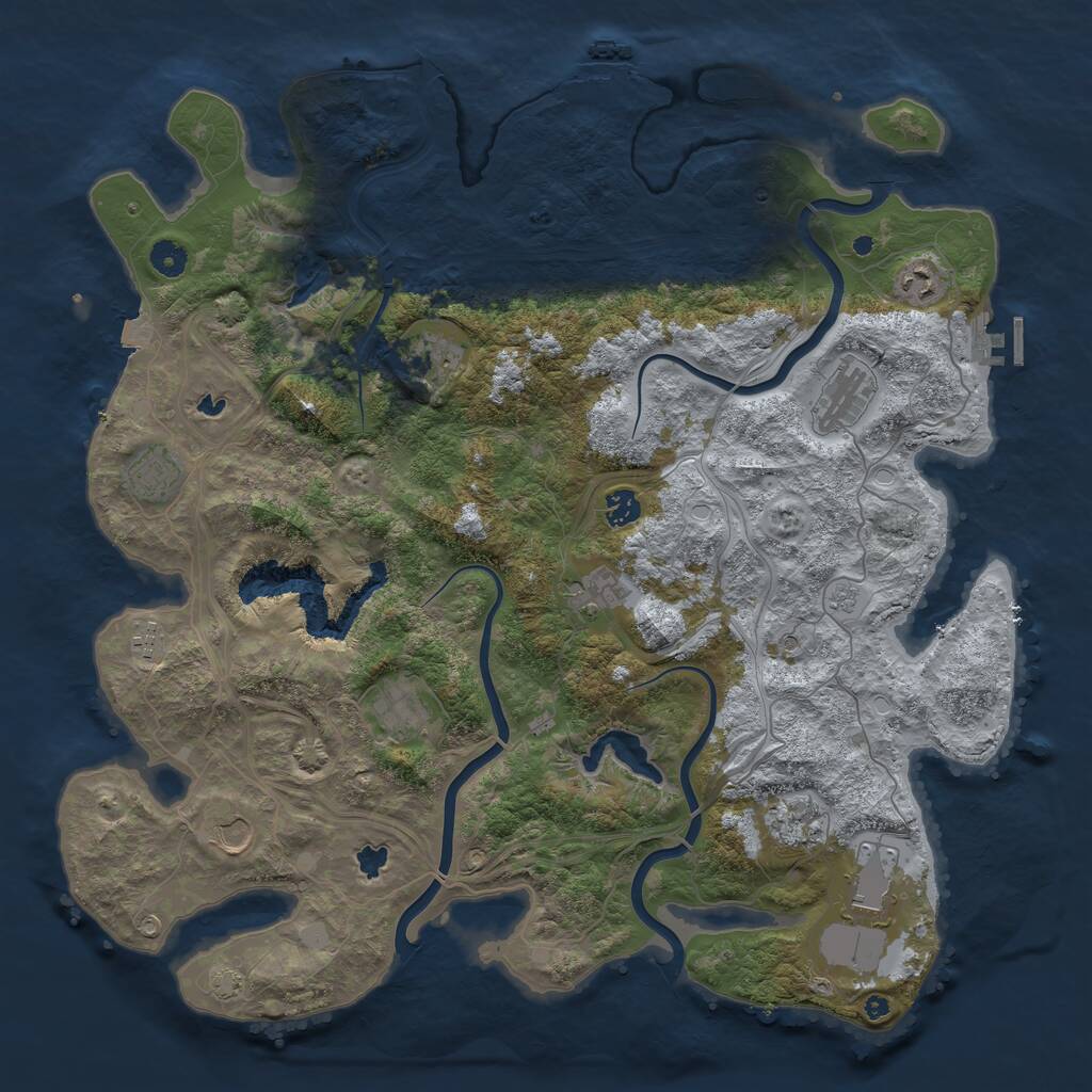 Rust Map: Procedural Map, Size: 4500, Seed: 345672, 17 Monuments