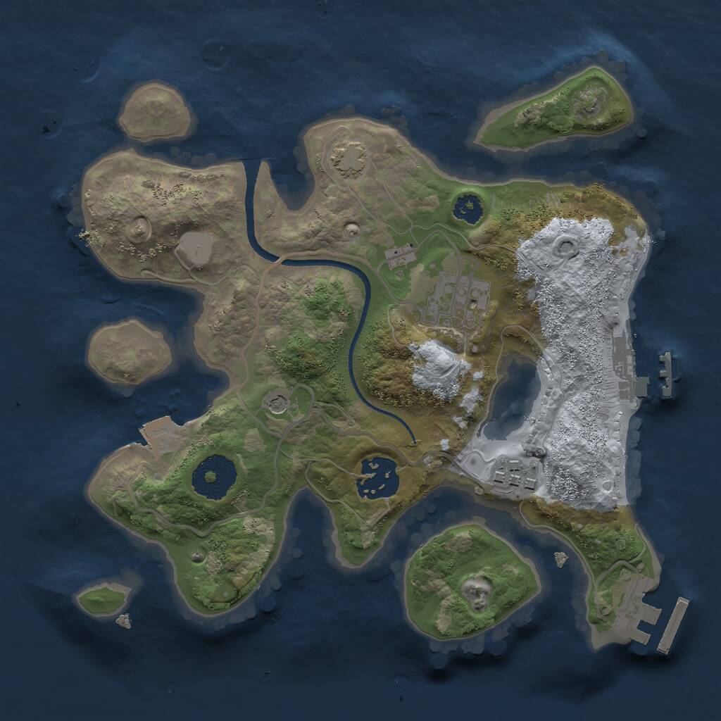 Rust Map: Procedural Map, Size: 2500, Seed: 392805986, 8 Monuments