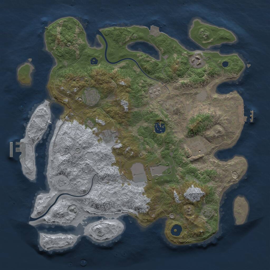 Rust Map: Procedural Map, Size: 3600, Seed: 990326, 13 Monuments