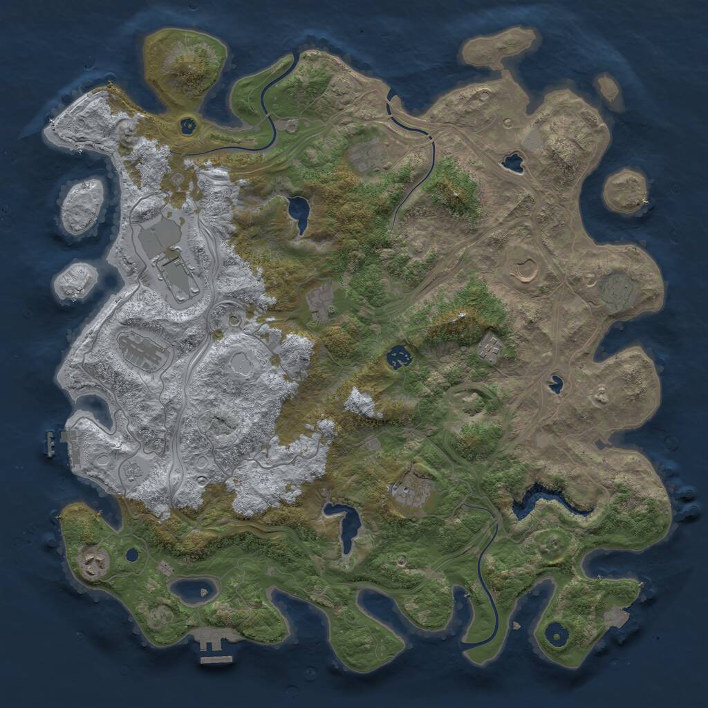 Rust Map: Procedural Map, Size: 4500, Seed: 1058745157, 16 Monuments