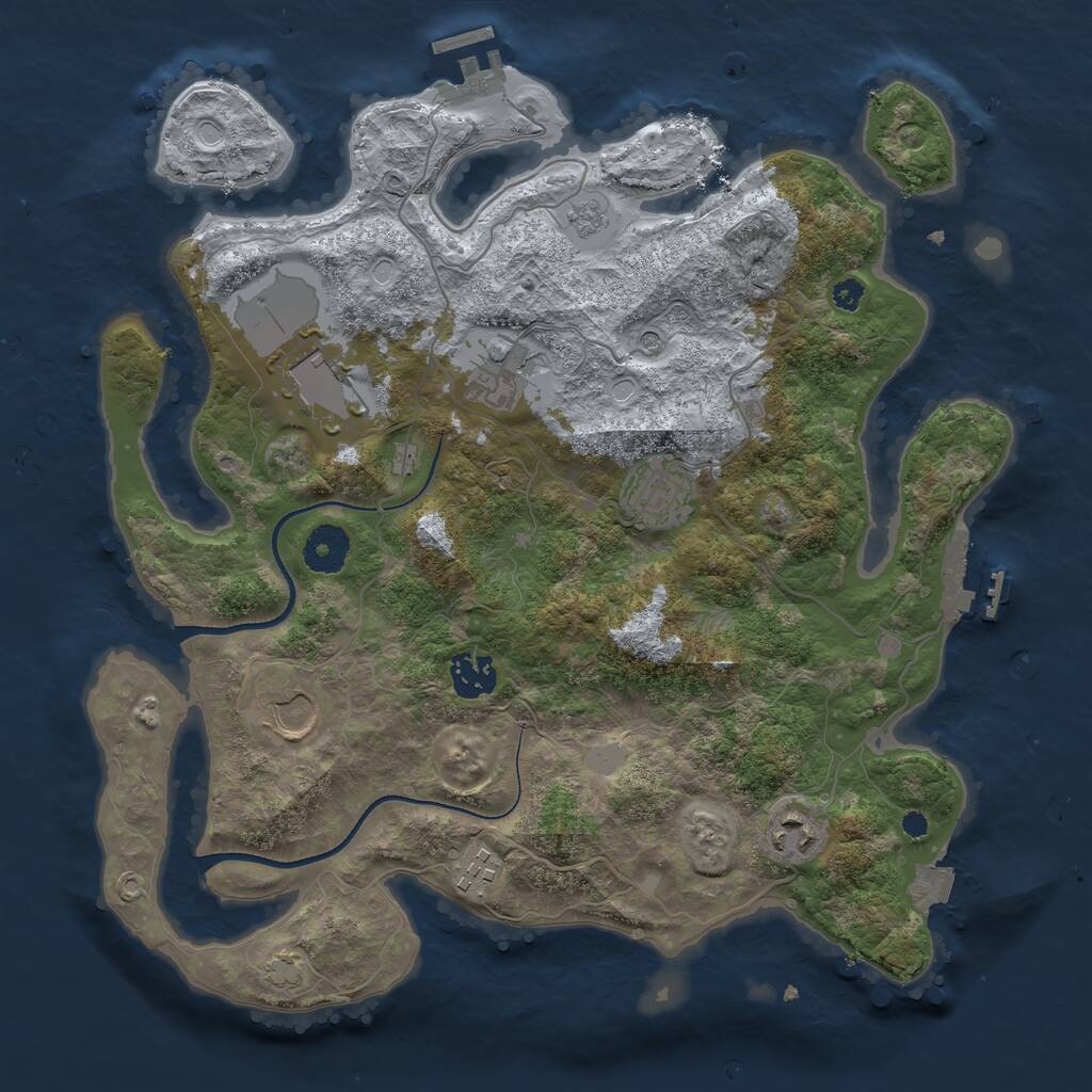 Rust Map: Procedural Map, Size: 3500, Seed: 332373678, 13 Monuments