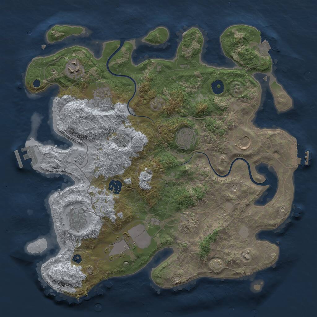 Rust Map: Procedural Map, Size: 3500, Seed: 1919533164, 15 Monuments