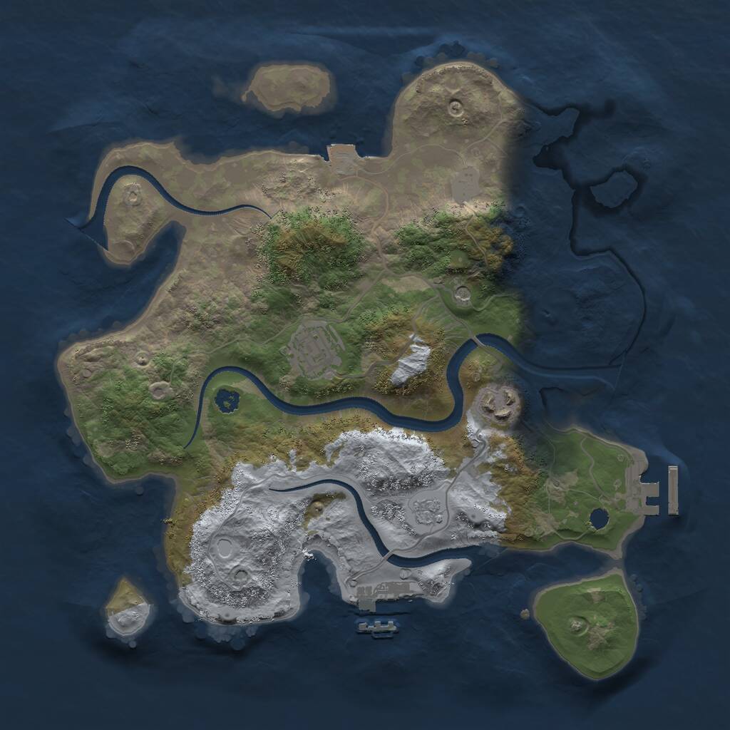 Rust Map: Procedural Map, Size: 3000, Seed: 1774184132, 7 Monuments