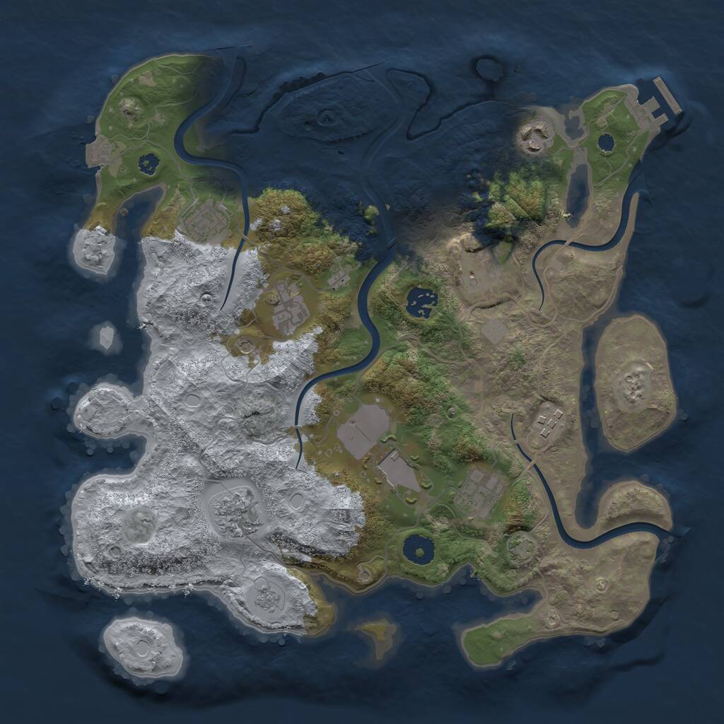 Rust Map: Procedural Map, Size: 3500, Seed: 2119633300, 14 Monuments