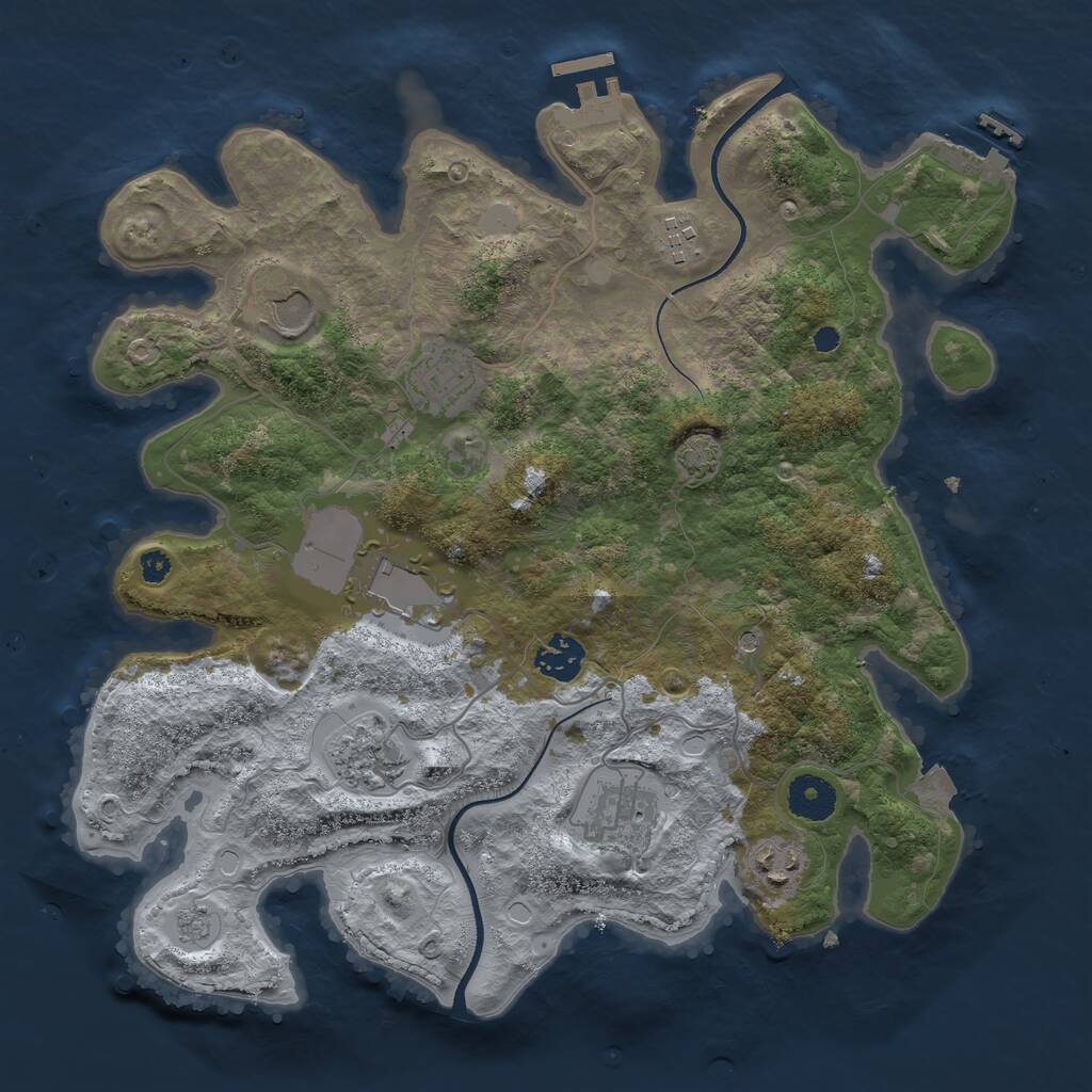 Rust Map: Procedural Map, Size: 3500, Seed: 186117375, 14 Monuments