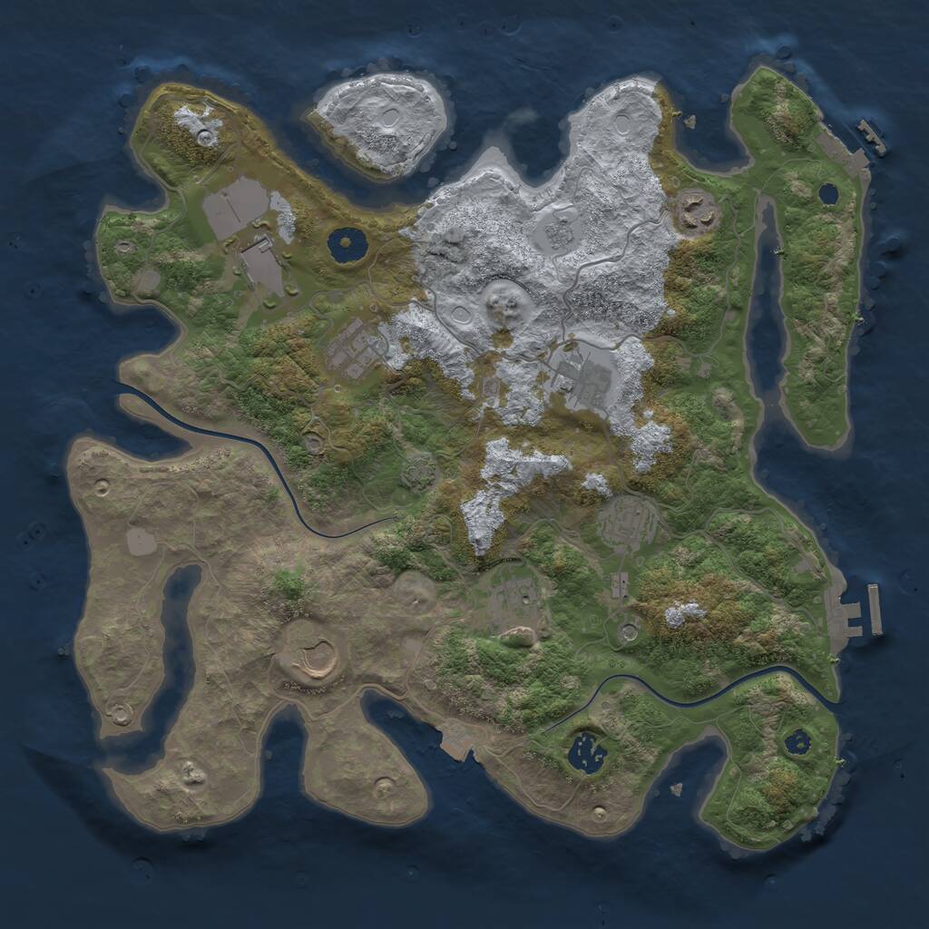 Rust Map: Procedural Map, Size: 3700, Seed: 735699, 14 Monuments