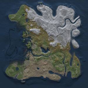 Thumbnail Rust Map: Procedural Map, Size: 4000, Seed: 2011189709, 14 Monuments
