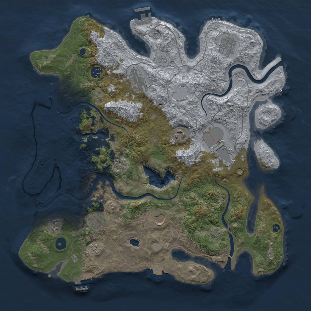Rust Map: Procedural Map, Size: 4000, Seed: 2011189709, 14 Monuments