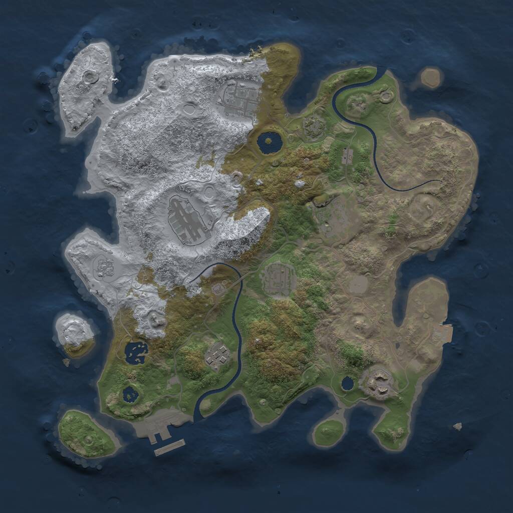 Rust Map: Procedural Map, Size: 3250, Seed: 1912509782, 11 Monuments