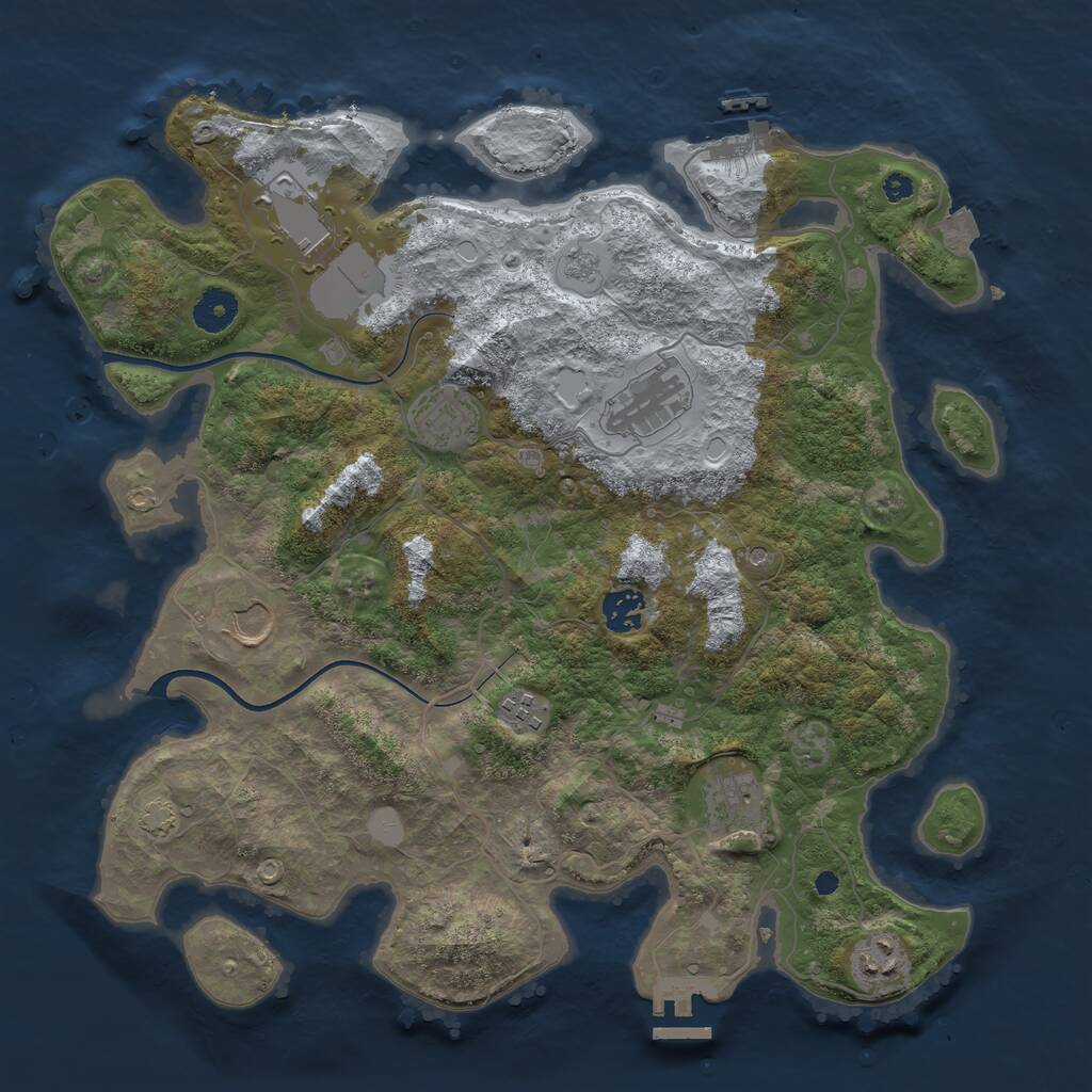 Rust Map: Procedural Map, Size: 3750, Seed: 199372251, 14 Monuments