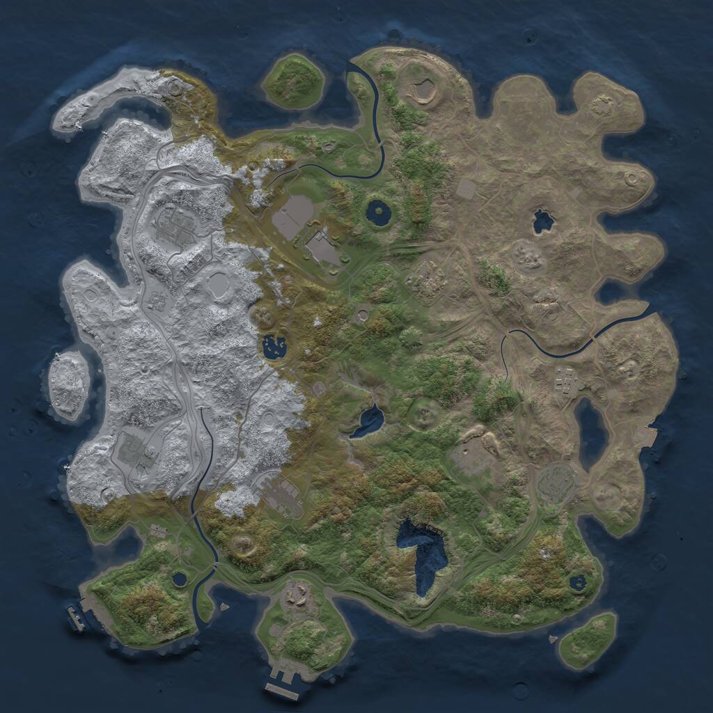 Rust Map: Procedural Map, Size: 4250, Seed: 1369789476, 17 Monuments