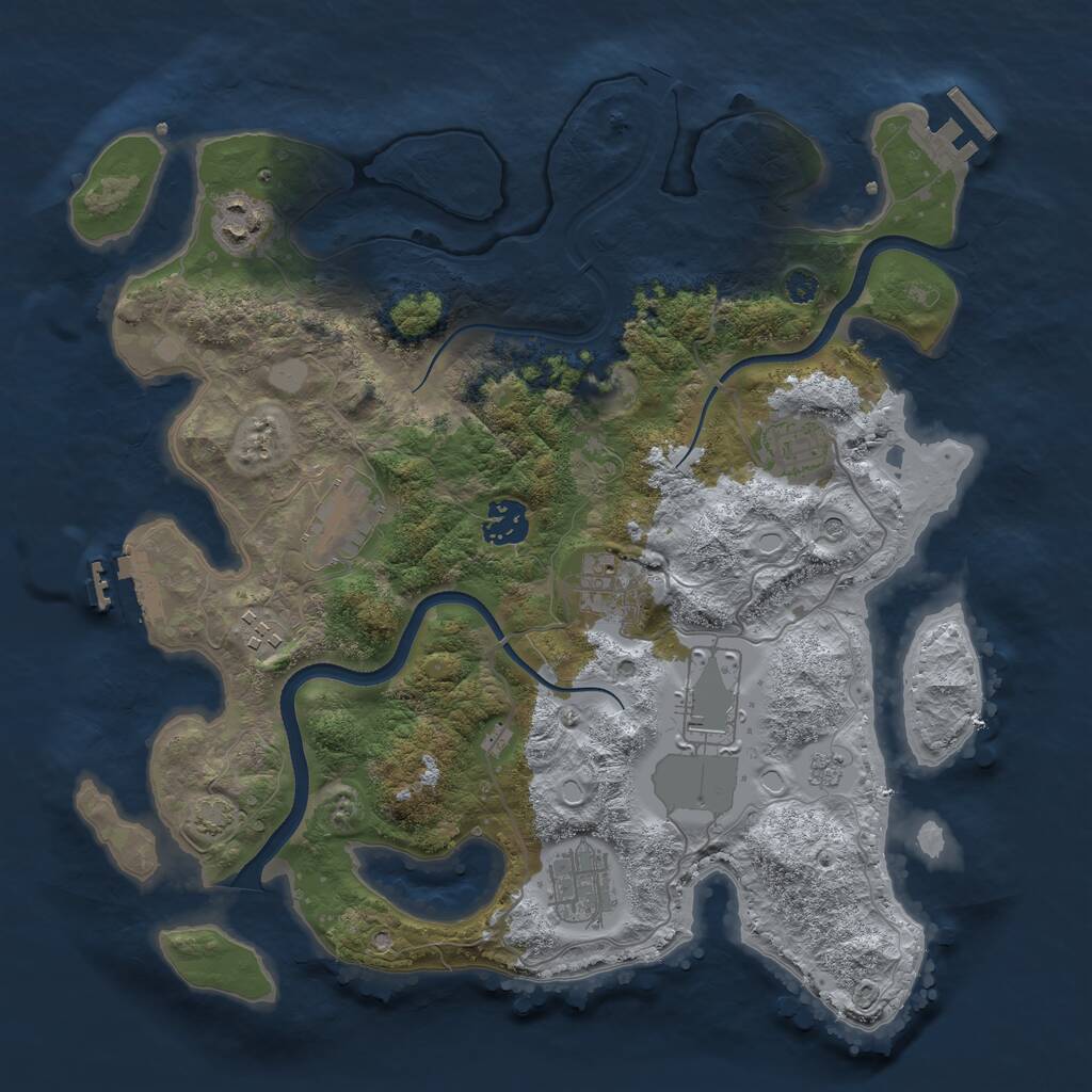 Rust Map: Procedural Map, Size: 3500, Seed: 4568285, 14 Monuments