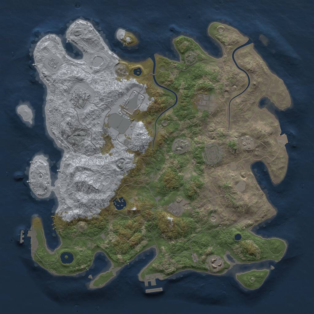 Rust Map: Procedural Map, Size: 3750, Seed: 1394316880, 14 Monuments