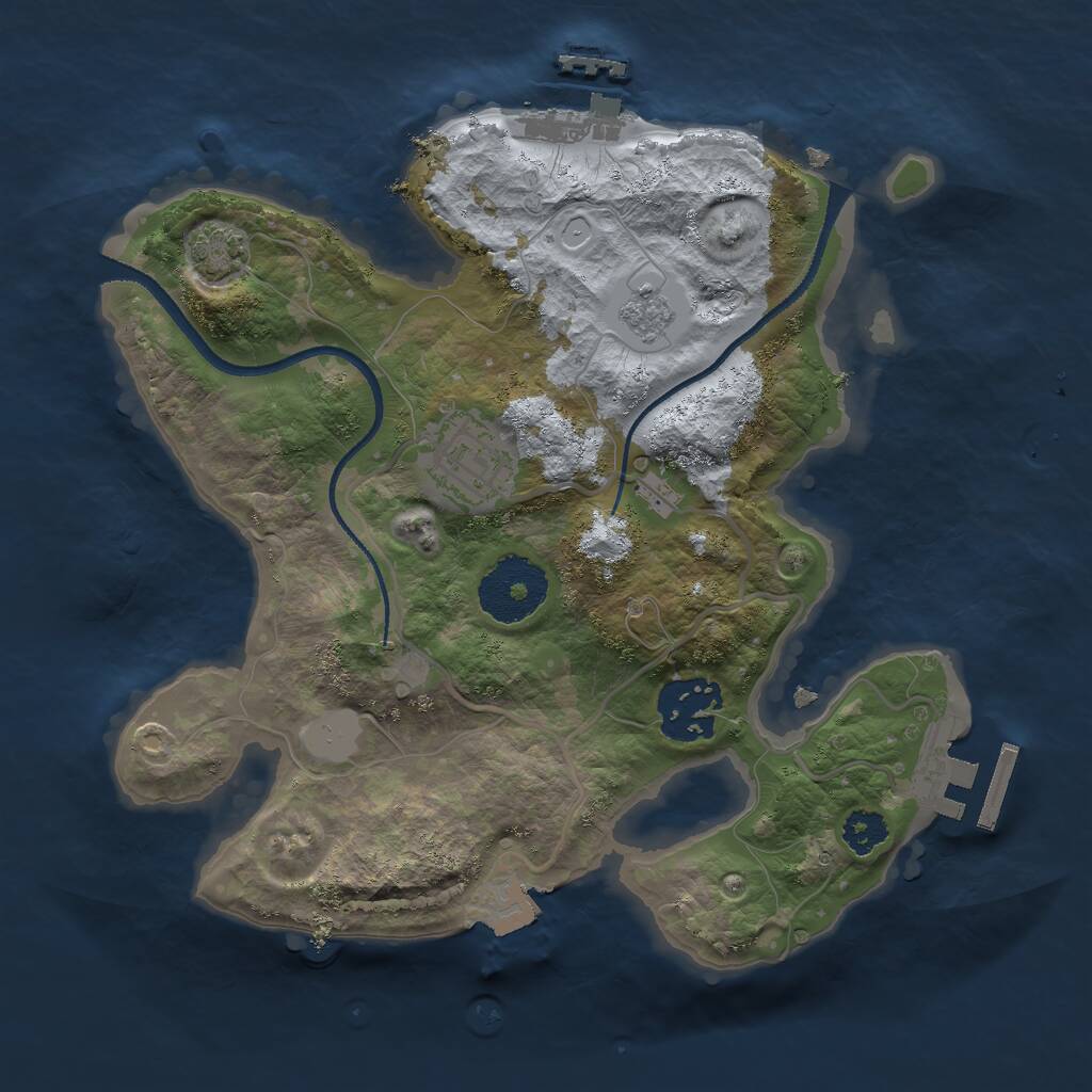 Rust Map: Procedural Map, Size: 2500, Seed: 12374, 7 Monuments