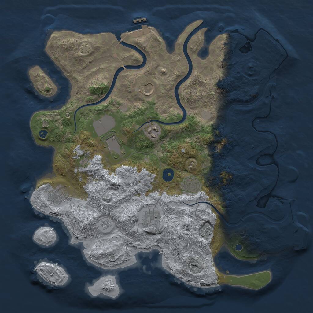 Rust Map: Procedural Map, Size: 3750, Seed: 1704800845, 13 Monuments