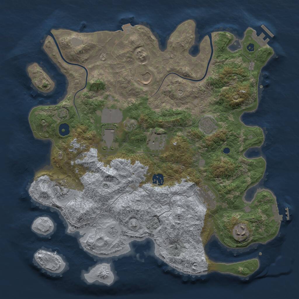 Rust Map: Procedural Map, Size: 3750, Seed: 1704800845, 15 Monuments
