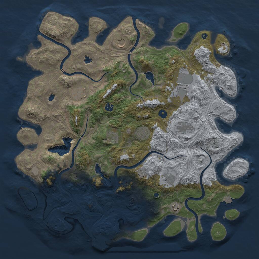 Rust Map: Procedural Map, Size: 4500, Seed: 1365768402, 15 Monuments