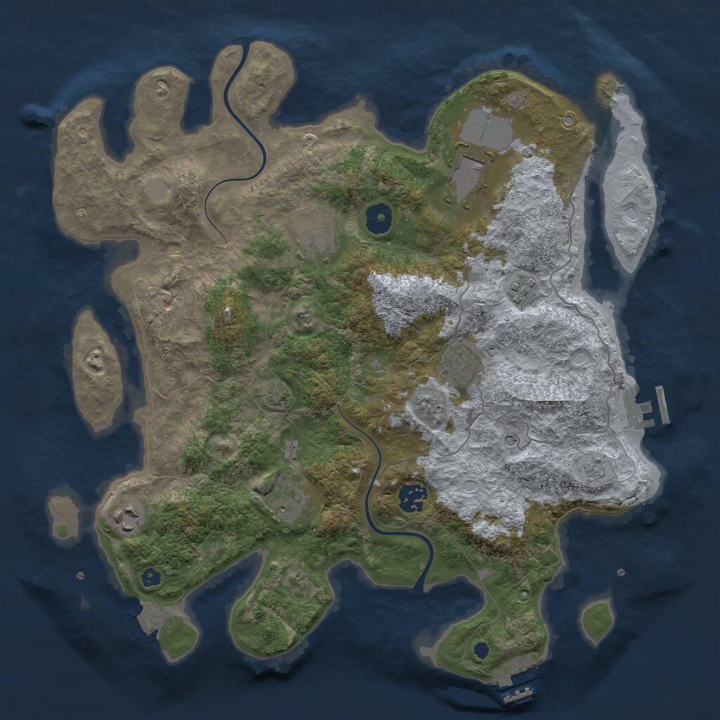 Rust Map: Procedural Map, Size: 3750, Seed: 380900324, 13 Monuments