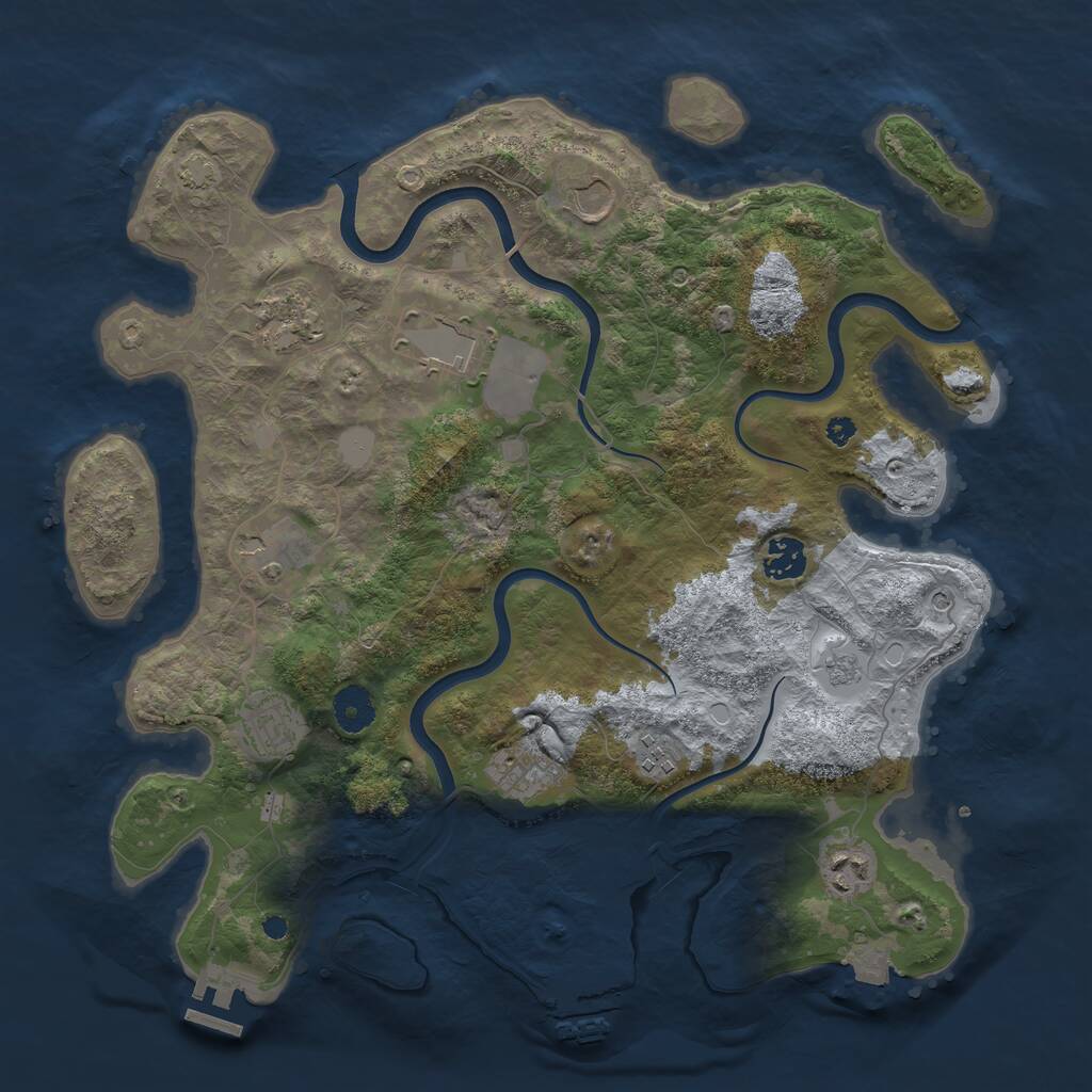 Rust Map: Procedural Map, Size: 3750, Seed: 1913168563, 15 Monuments