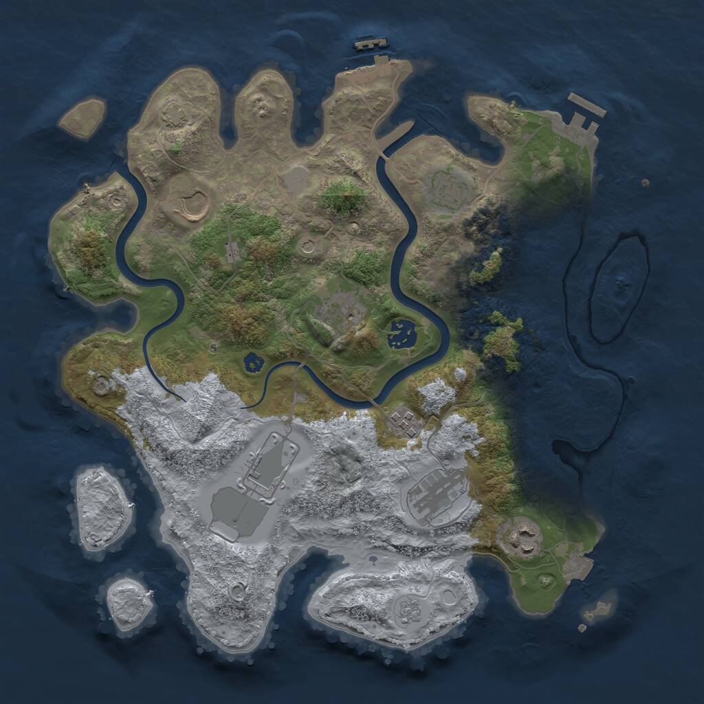 Rust Map: Procedural Map, Size: 3500, Seed: 350314819, 14 Monuments