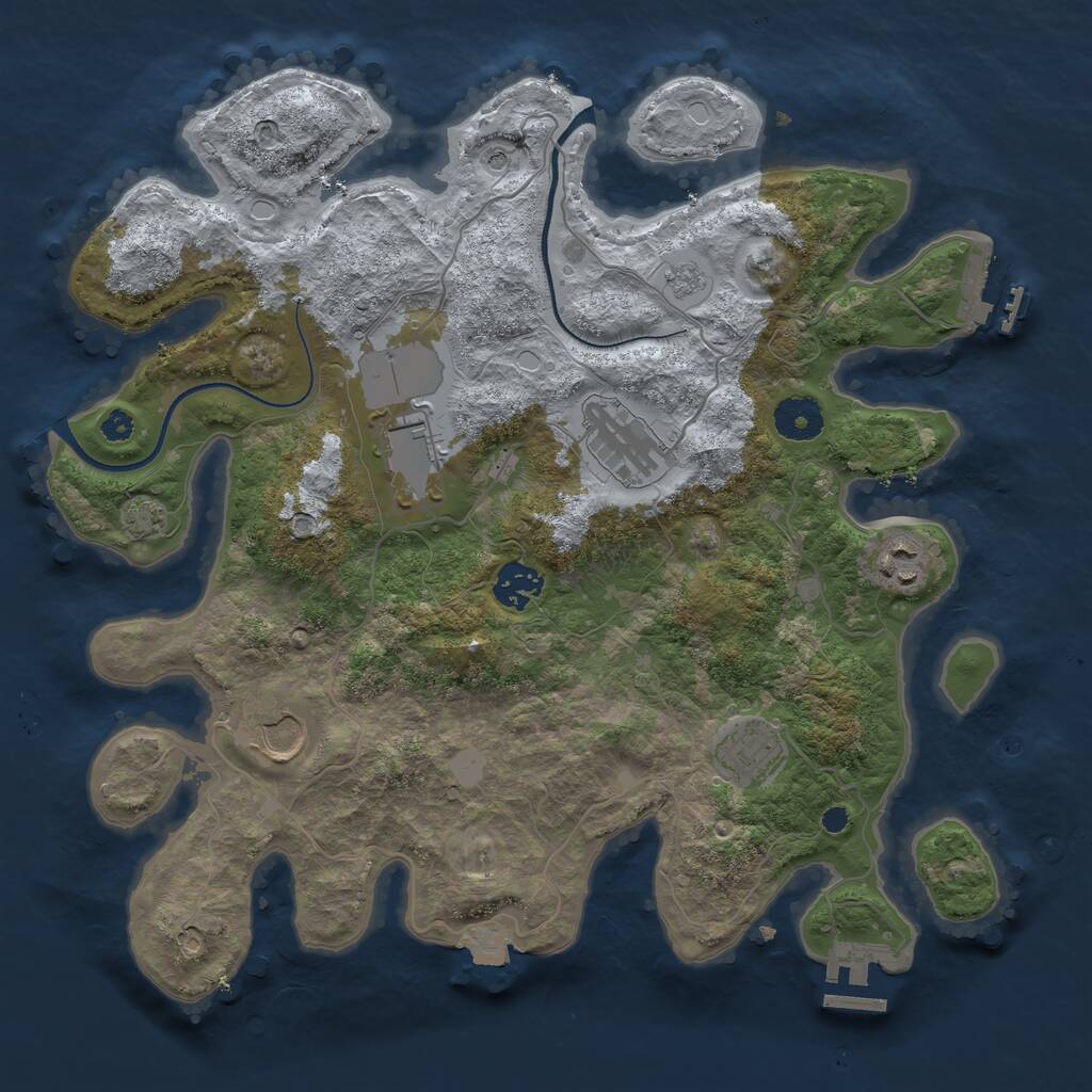 Rust Map: Procedural Map, Size: 3500, Seed: 1957749650, 12 Monuments