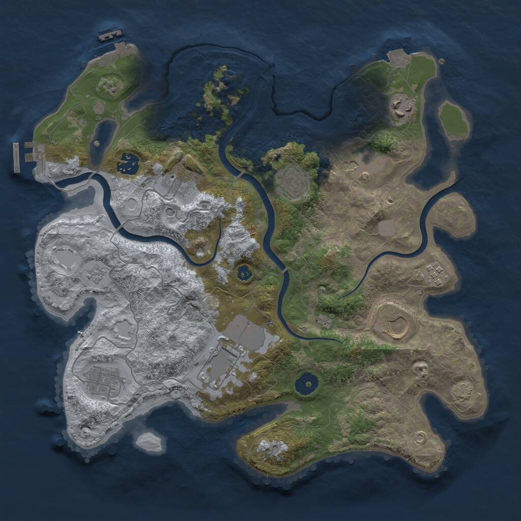 Rust Map: Procedural Map, Size: 3500, Seed: 600321427, 15 Monuments