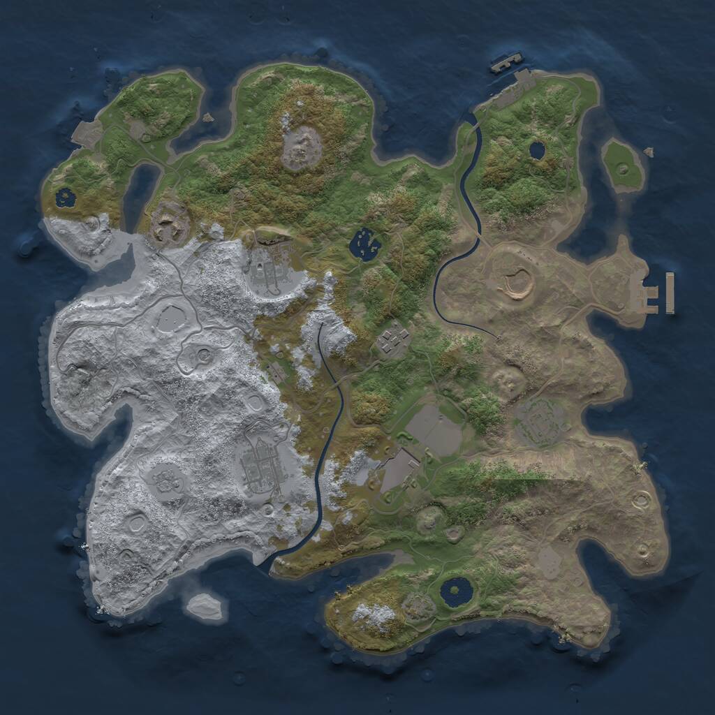 Rust Map: Procedural Map, Size: 3500, Seed: 600321427, 14 Monuments