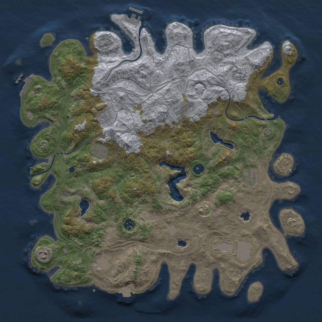 Rust Map: Procedural Map, Size: 4500, Seed: 203953037, 16 Monuments