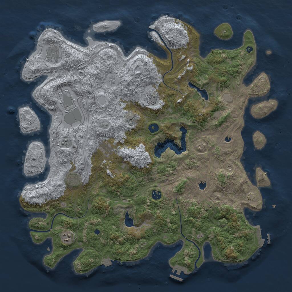 Rust Map: Procedural Map, Size: 4500, Seed: 1744934865, 14 Monuments