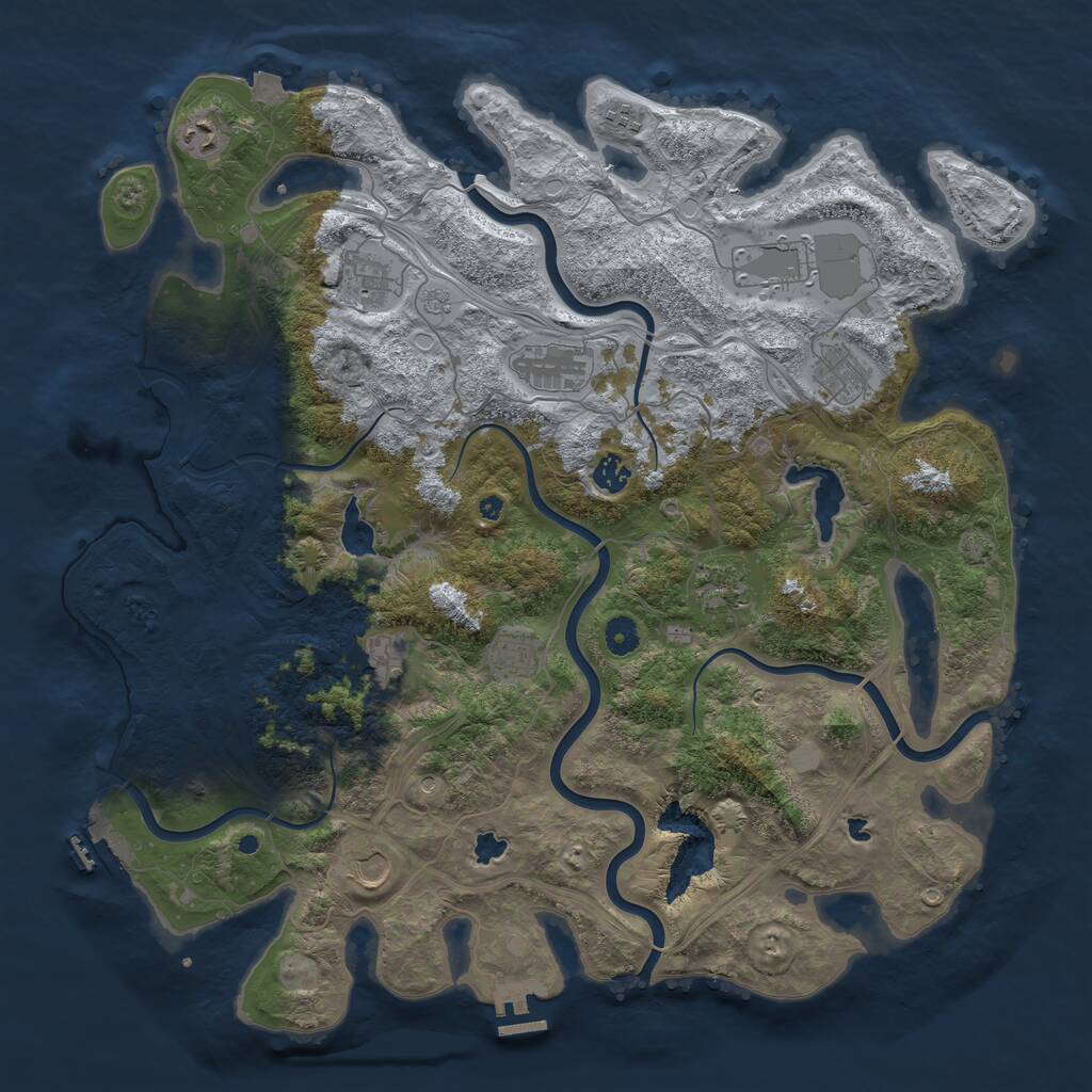 Rust Map: Procedural Map, Size: 4500, Seed: 1093161808, 17 Monuments