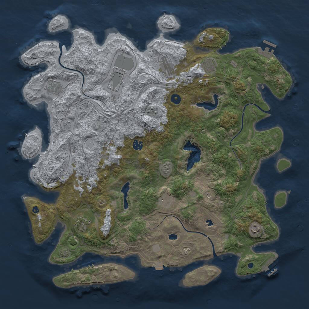 Rust Map: Procedural Map, Size: 4500, Seed: 1209860594, 15 Monuments