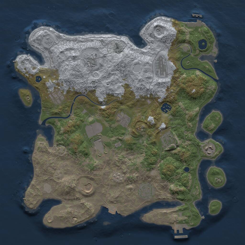 Rust Map: Procedural Map, Size: 3800, Seed: 247925755, 17 Monuments