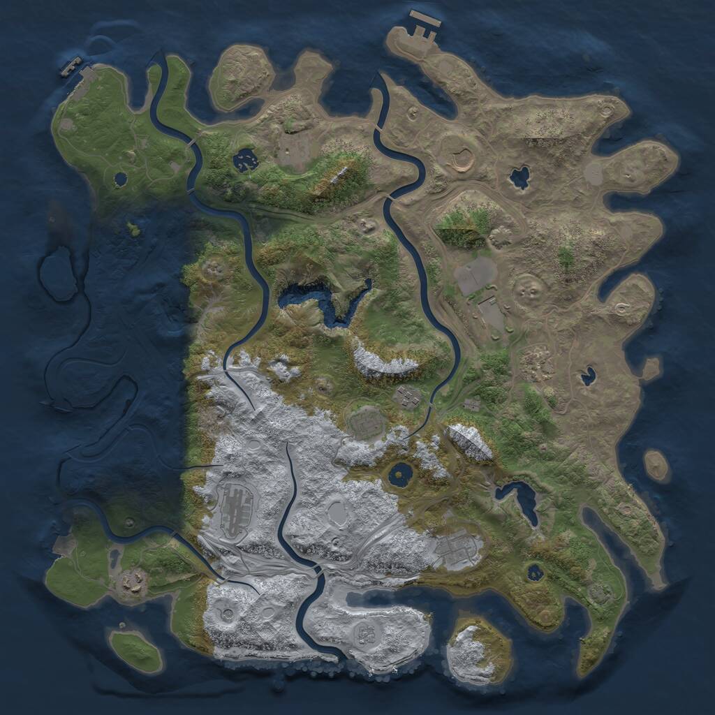 Rust Map: Procedural Map, Size: 4500, Seed: 1161206026, 16 Monuments