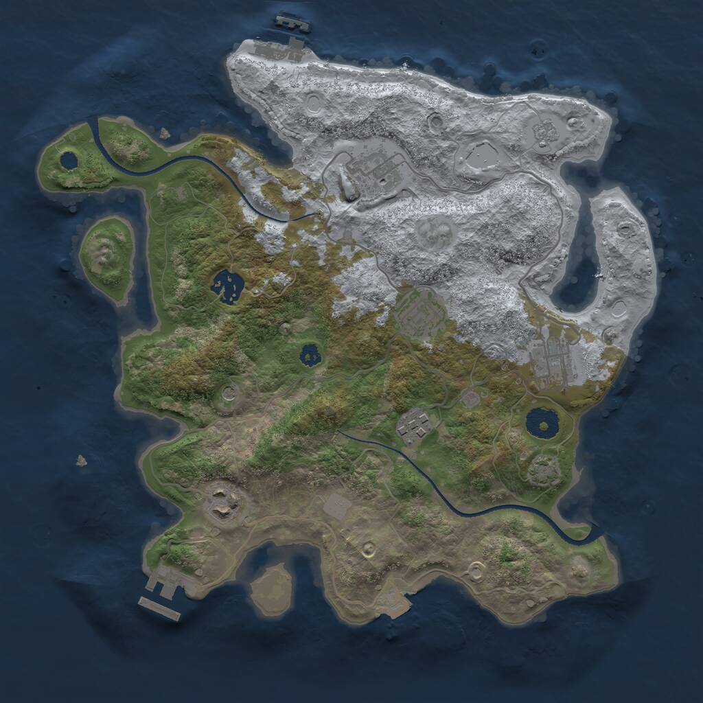 Rust Map: Procedural Map, Size: 3250, Seed: 503577177, 12 Monuments