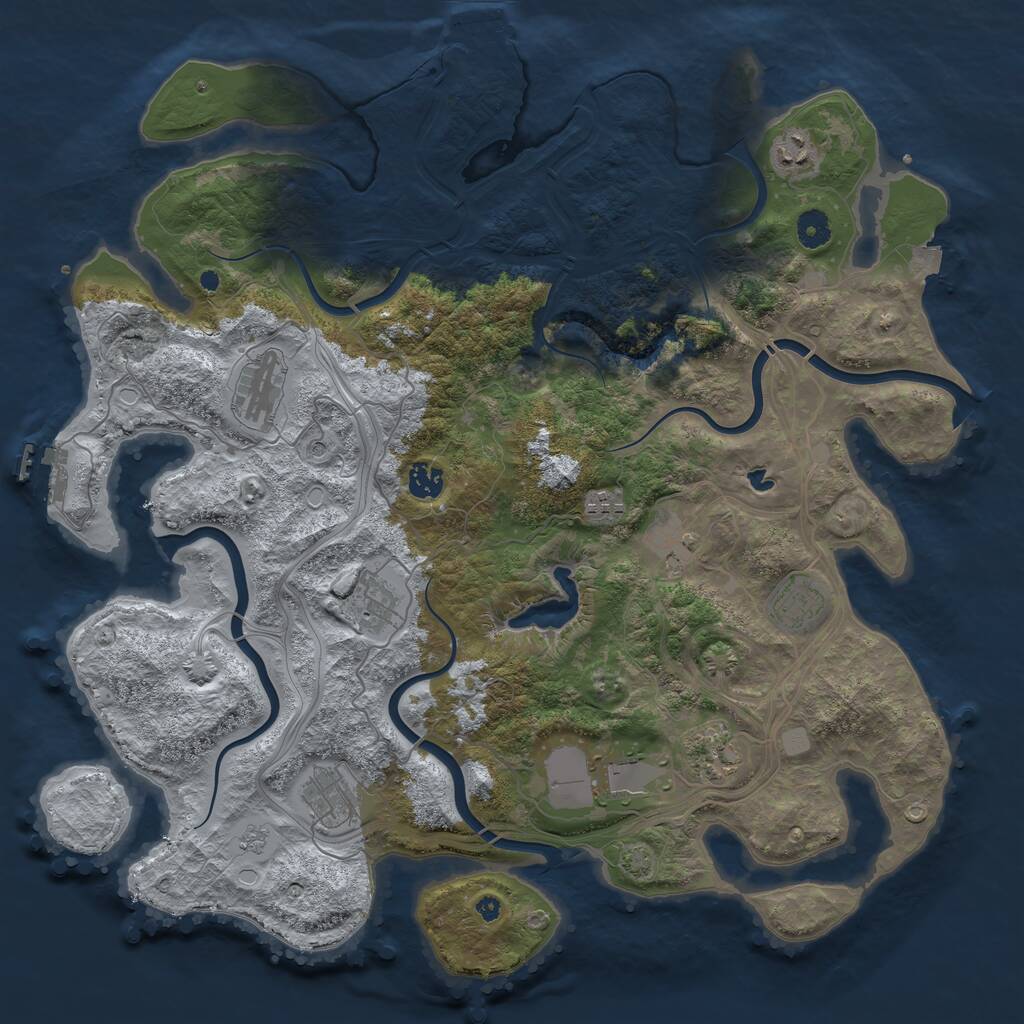 Rust Map: Procedural Map, Size: 4250, Seed: 1402656560, 16 Monuments