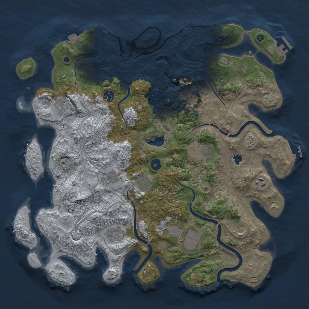 Rust Map: Procedural Map, Size: 4250, Seed: 605058, 16 Monuments