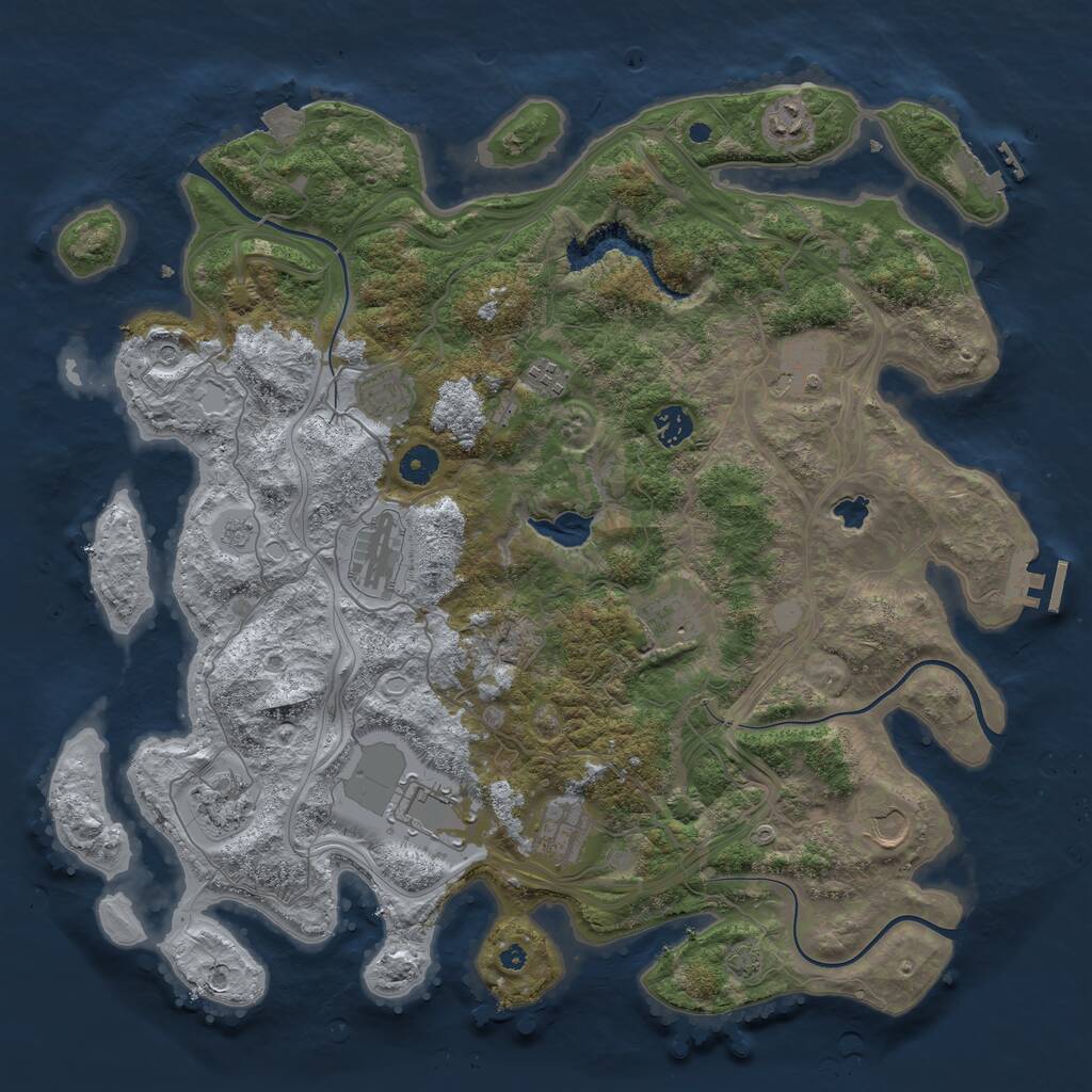 Rust Map: Procedural Map, Size: 4250, Seed: 605058, 17 Monuments