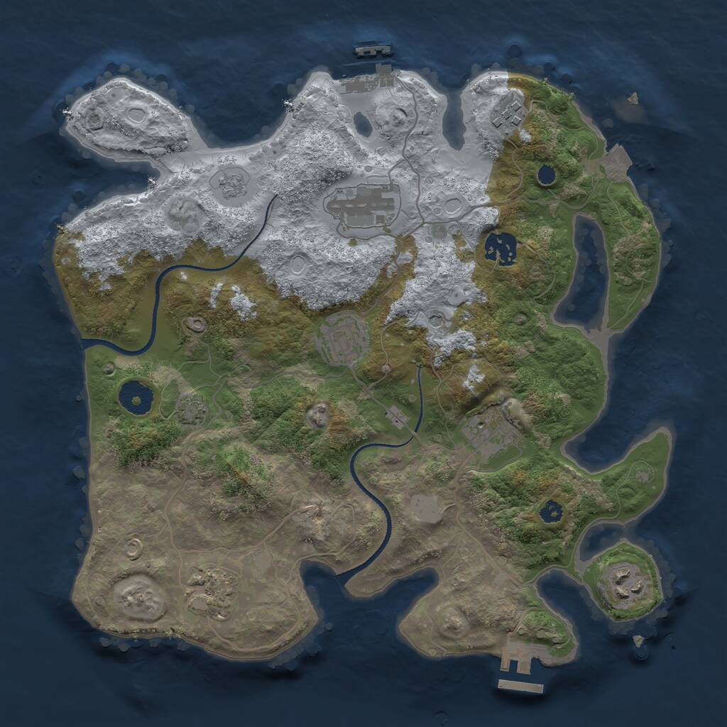 Rust Map: Procedural Map, Size: 3250, Seed: 713324560, 13 Monuments