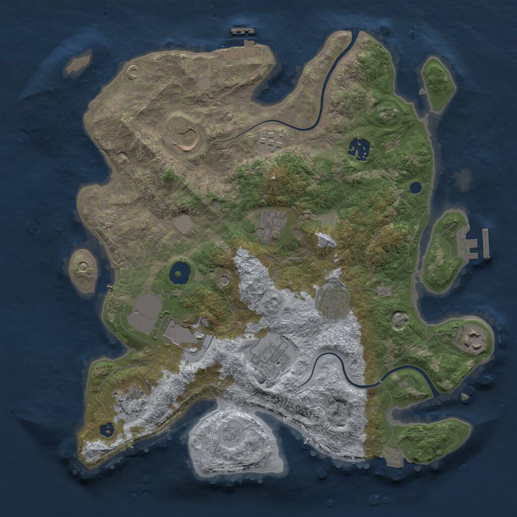 Rust Map: Procedural Map, Size: 3500, Seed: 2066554136, 15 Monuments