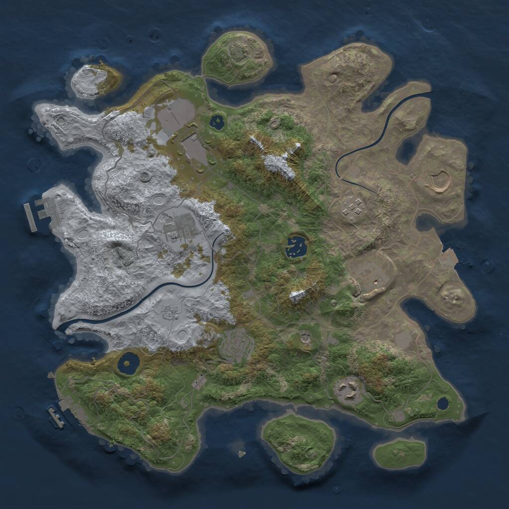 Rust Map: Procedural Map, Size: 3500, Seed: 481039178, 14 Monuments