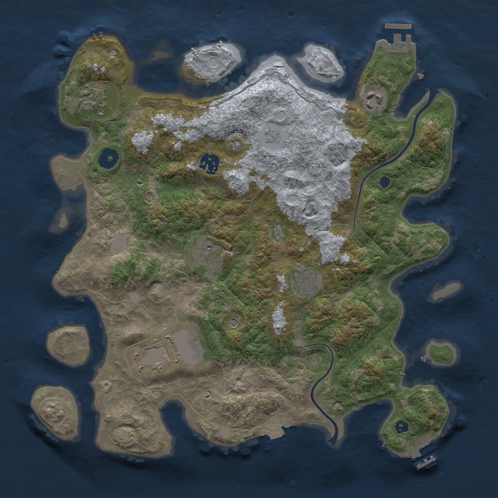 Rust Map: Procedural Map, Size: 3750, Seed: 865792659, 13 Monuments