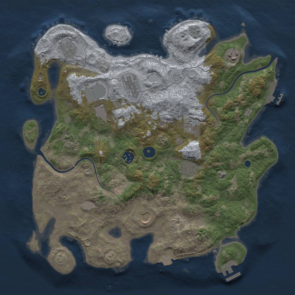 Rust Map: Procedural Map, Size: 3800, Seed: 1785546279, 16 Monuments