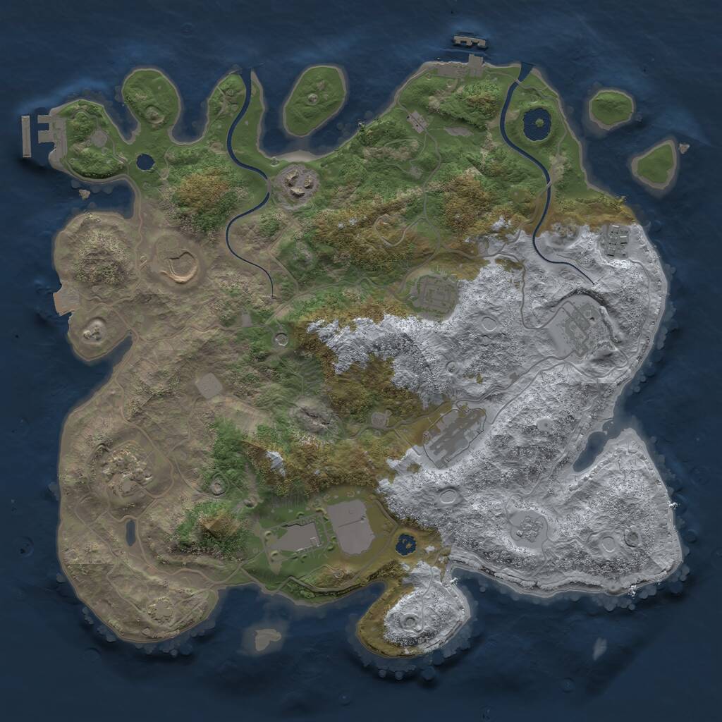 Rust Map: Procedural Map, Size: 3500, Seed: 561172404, 14 Monuments