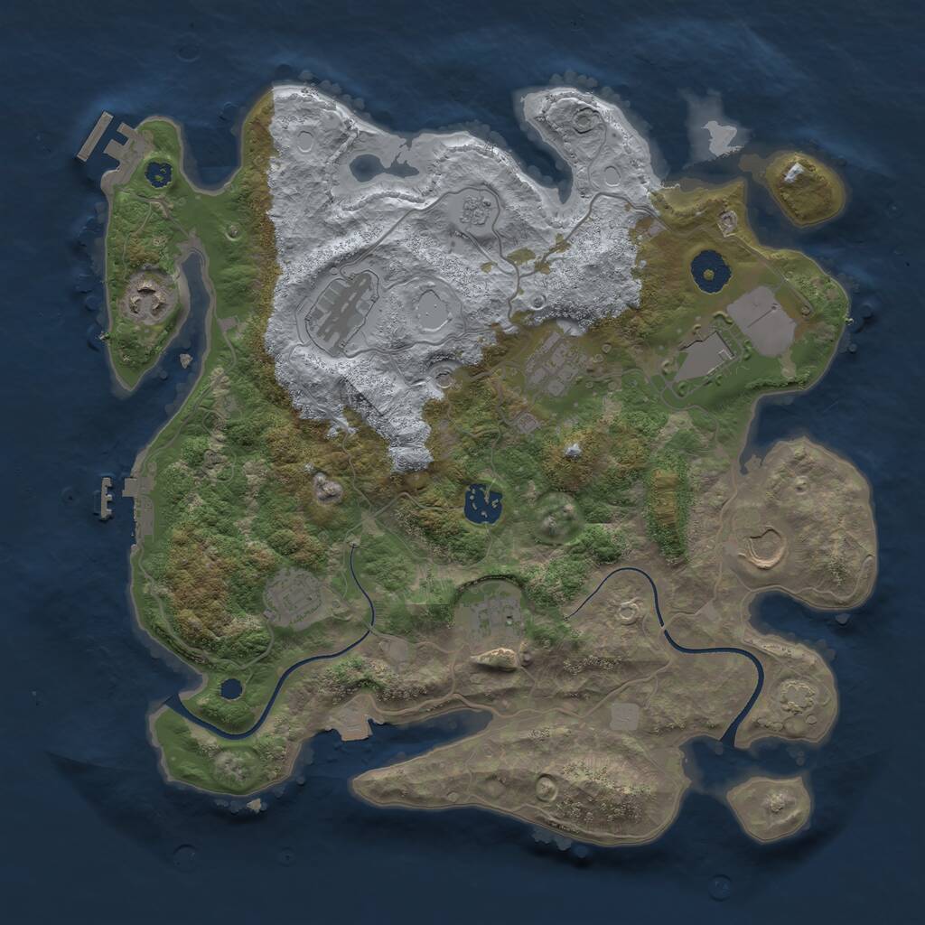 Rust Map: Procedural Map, Size: 3500, Seed: 749189762, 14 Monuments