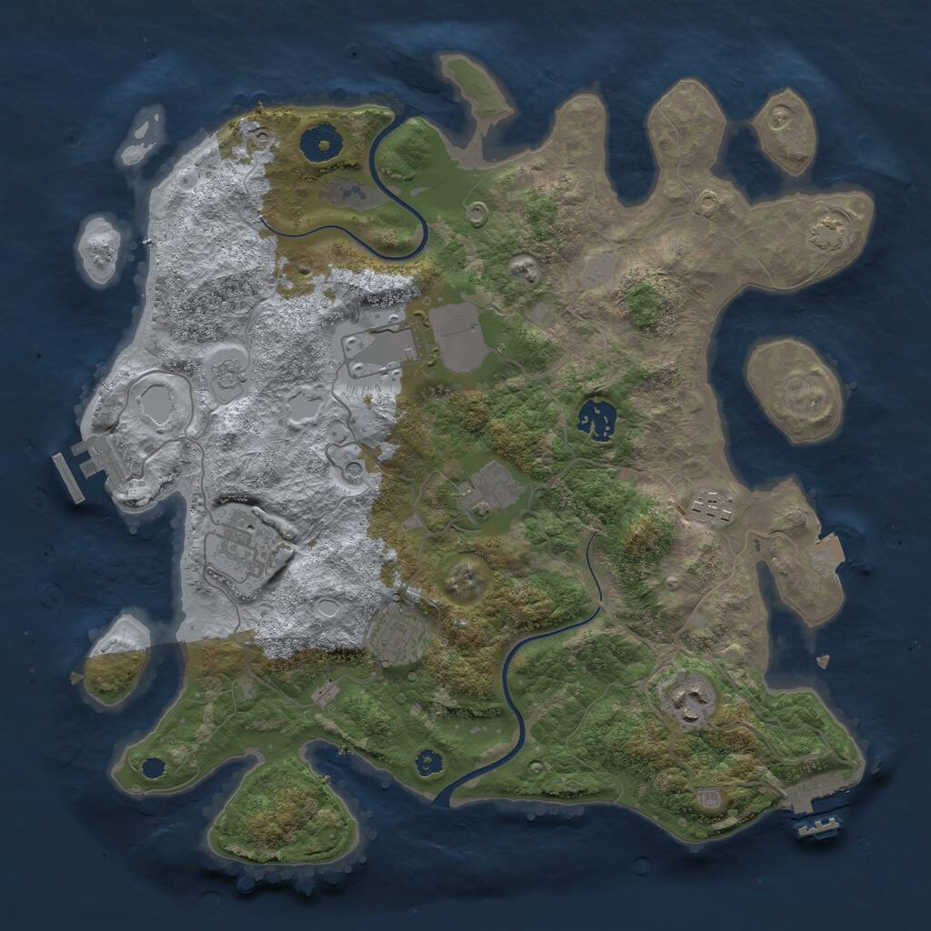 Rust Map: Procedural Map, Size: 3500, Seed: 458842274, 13 Monuments