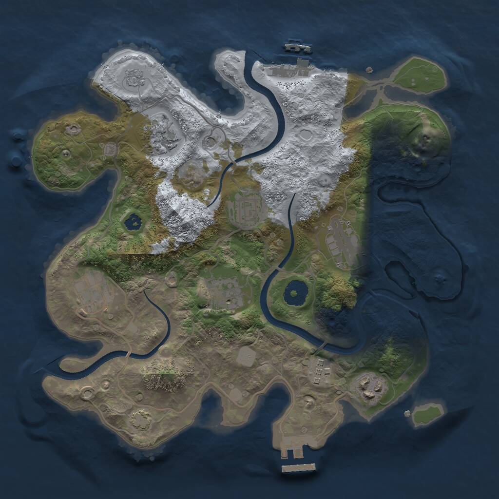 Rust Map: Procedural Map, Size: 3000, Seed: 456755, 13 Monuments