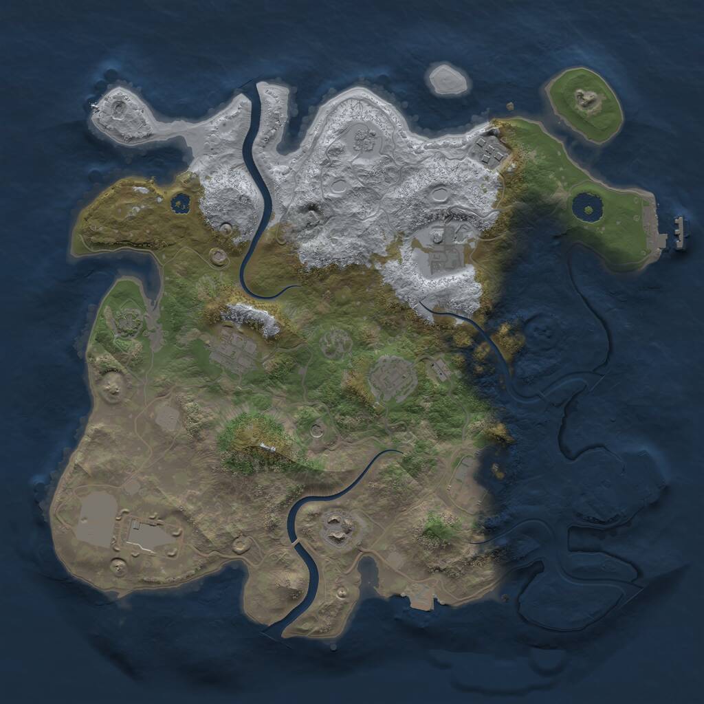Rust Map: Procedural Map, Size: 3500, Seed: 1102775788, 13 Monuments
